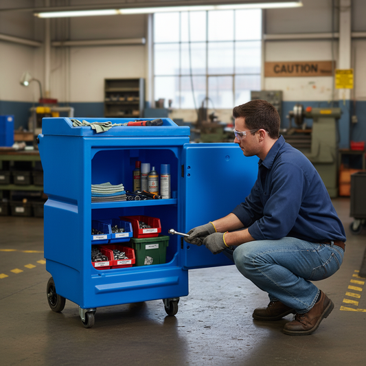 (Clearance) Blue Lockable Cabinet on Wheels - PWC4 ||L640 x W725 x H1075mm