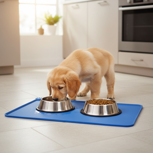 Premium Silicone Dog Food Mat - Non-Slip, Waterproof, Easy to Clean for Cats and Dogs (47 x 30 cm)