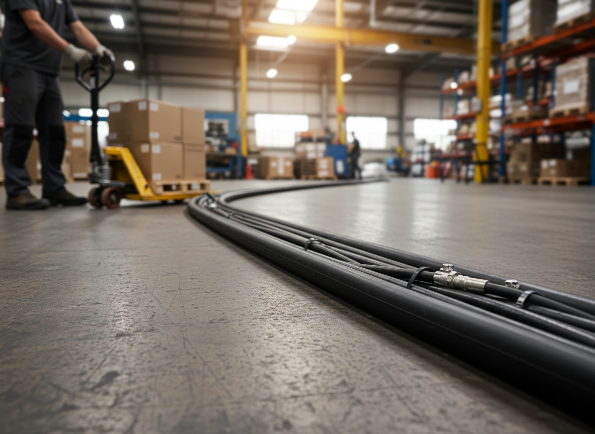 Premium Heavy Duty Hose and Cable Ramp - Protects Cables, 60 x 16 x 9000 mm, Ideal for Workshops and Warehouses