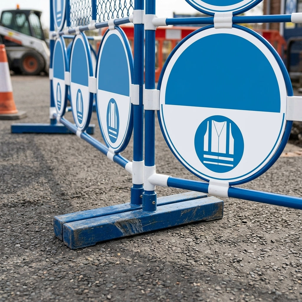 430mm floor sign, high-visibility vests must be worn, blue/white (view 2)