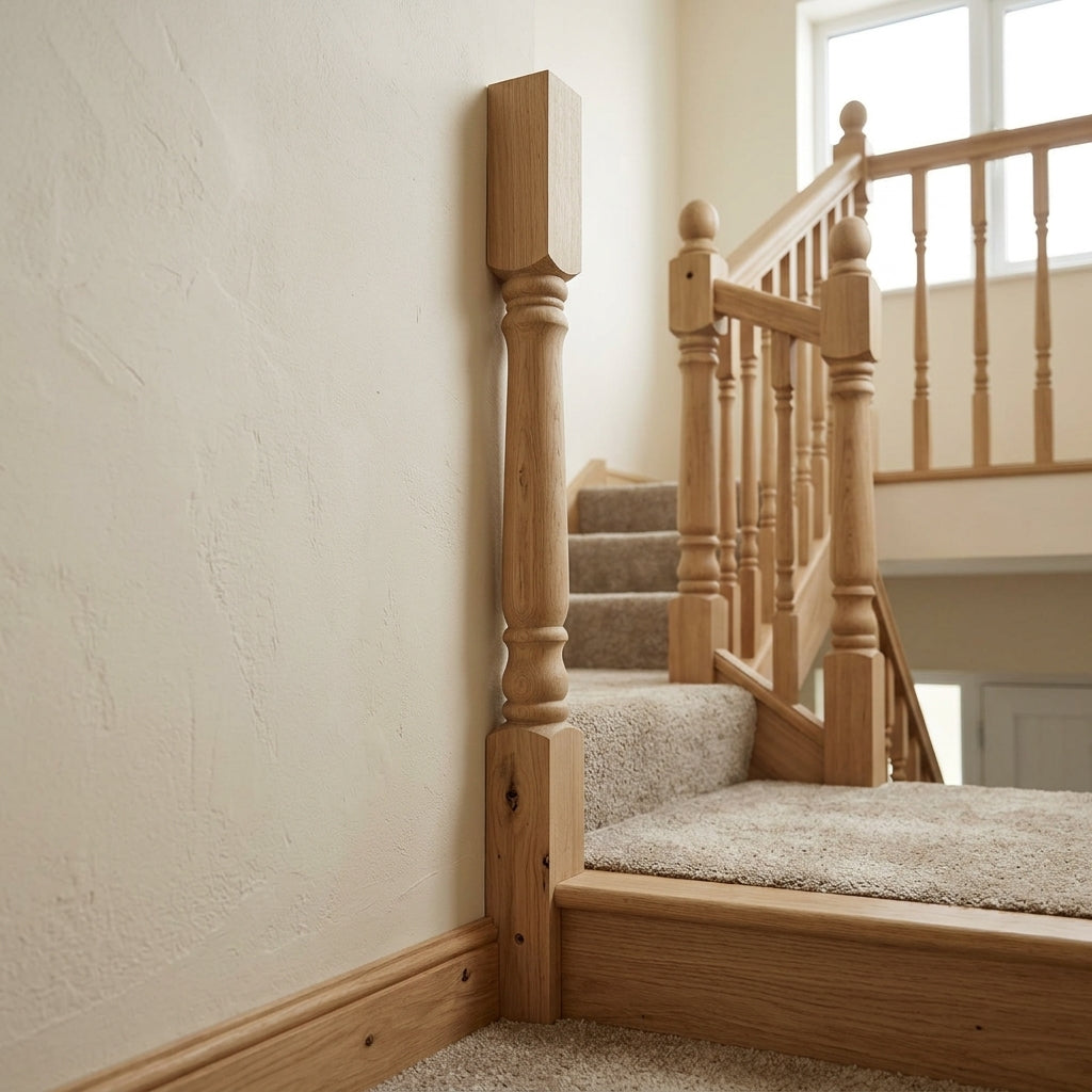 115mm x 1500mm Half Newel Post in Knotty Oak
