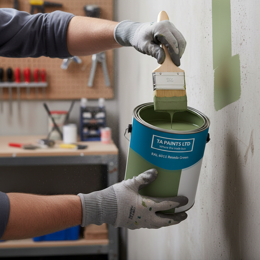 High-Performance Universal PU Enamel Paint in Reseda Green - Durable Finish for Metal, Wood, and Concrete Applications