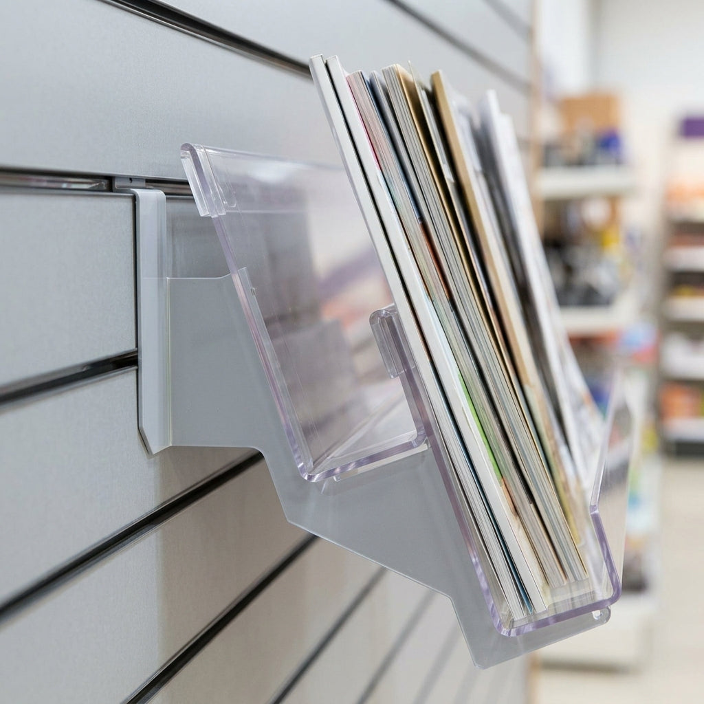 2-Tier Clear Acrylic Magazine Shelf for Slatwall Panels (view 2)