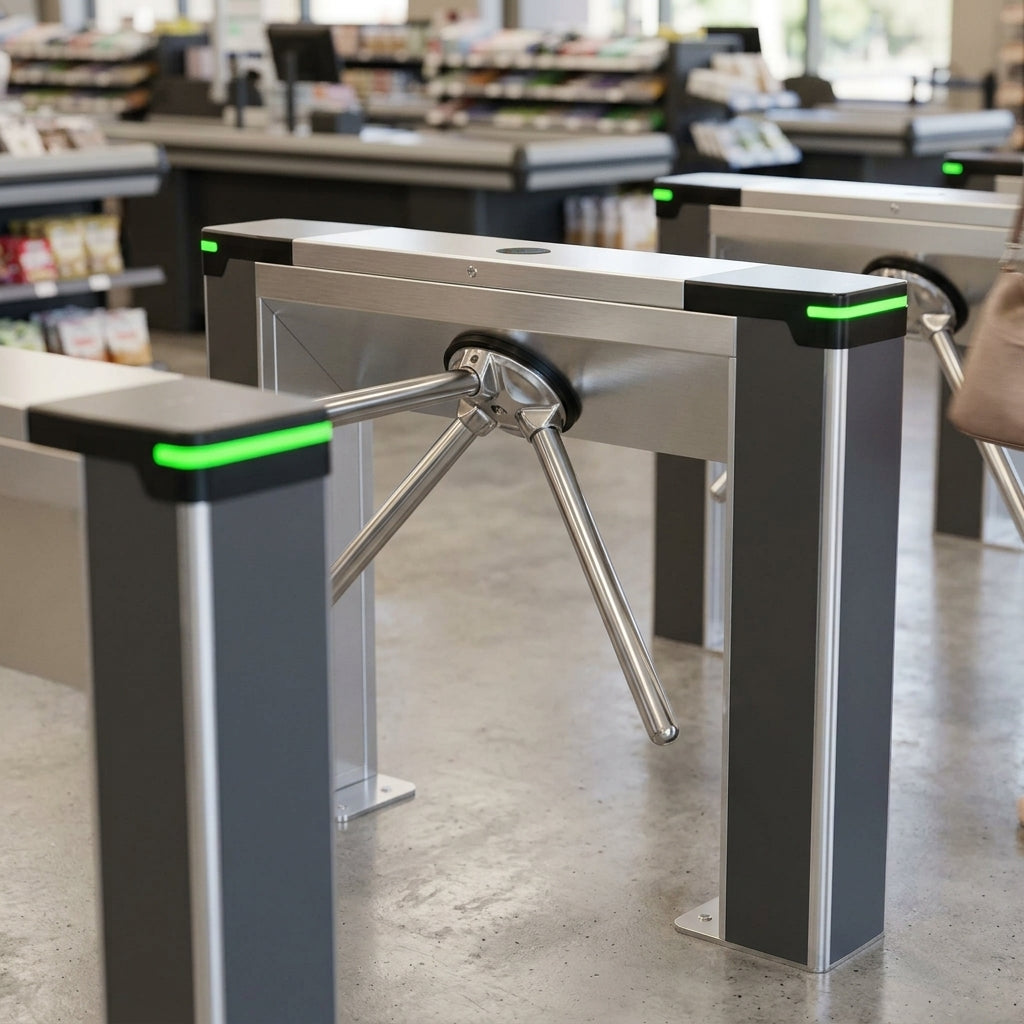 Half height turnstile with LED indicators and emergency release (view 2)