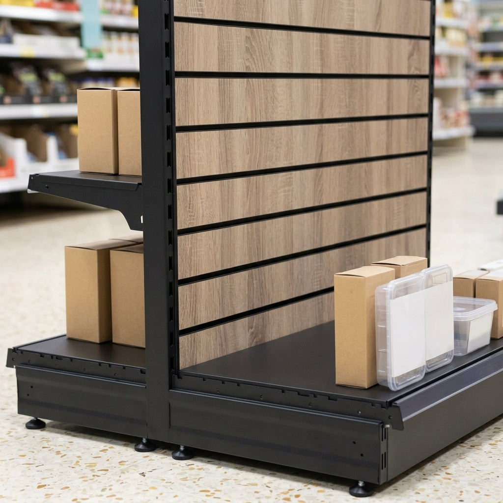 1.4m High Wood Effect Double-Sided Gondola Bay 470mm Shelf (view 2)