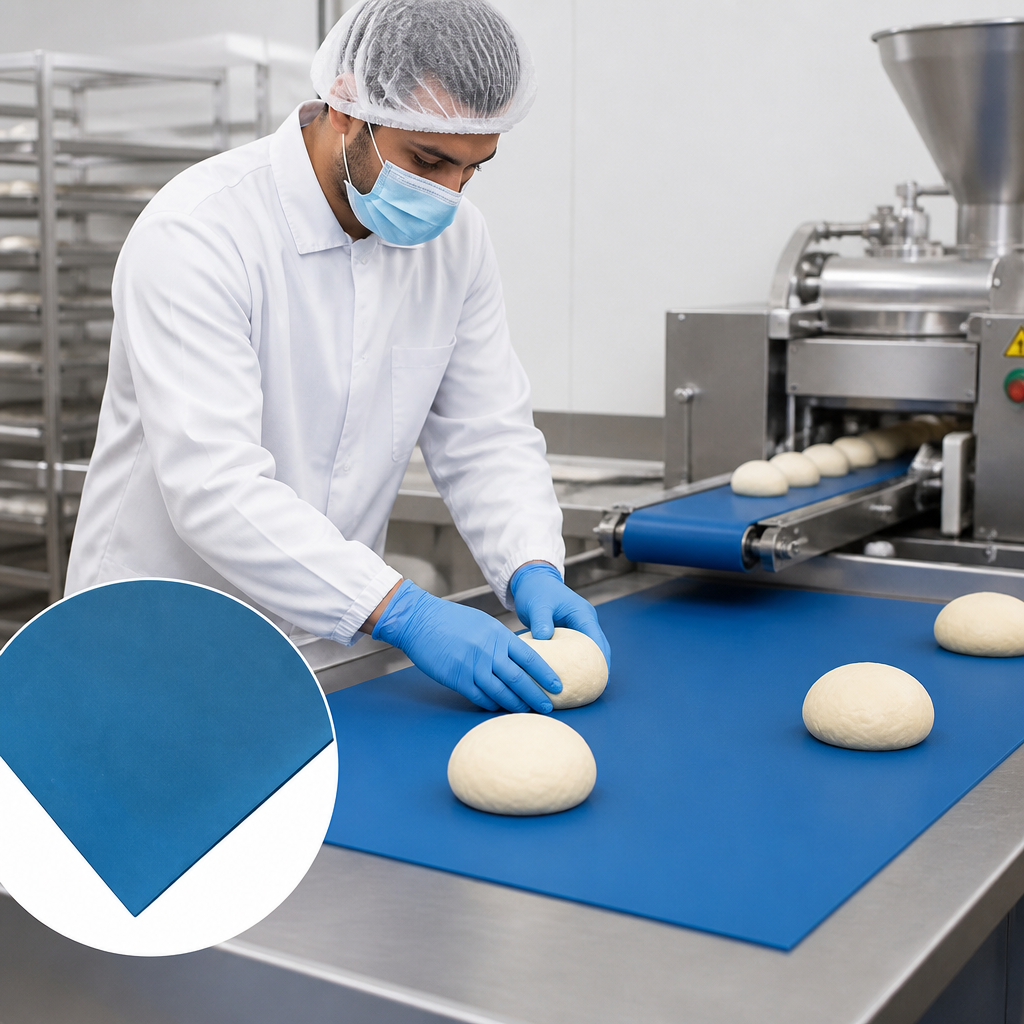 Blue FDA Compliant Fluoro-A Rubber Sheet 1.5mm & 3mm for Food Contact Applications