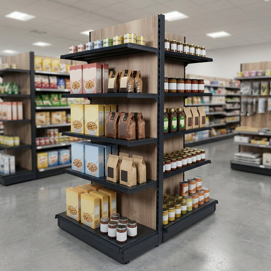 1.6m Wood Effect End Bay Shelving — 470mm Base, 500–1000mm Wide