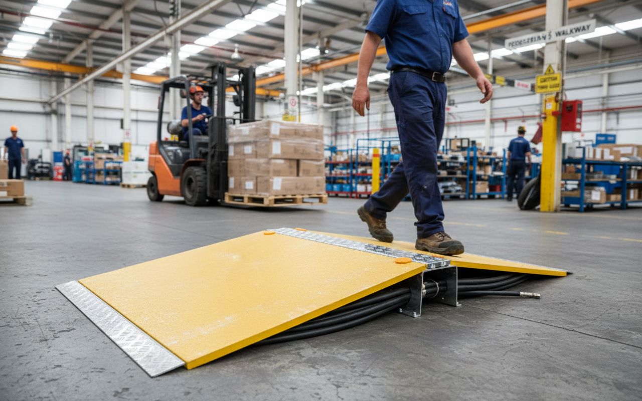 Premium Heavy Duty Pedestrian Hose and Cable Ramp with Easy Assembly - Safe Access Over Pipes Up to 200mm Diameter