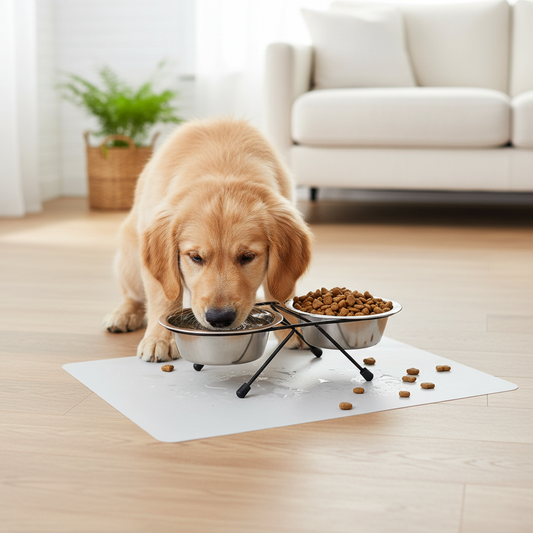 Premium Non-Slip Vinyl Feeding Mat for Pets - Moisture-Repellent Underlay for Bowls and Cages