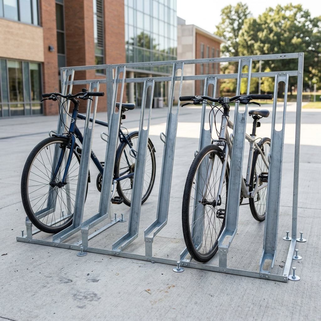 Semi-vertical cycle rack, hot-dip galvanised, BREEAM compliant