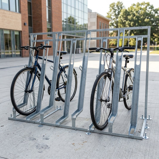Semi-vertical cycle rack, hot-dip galvanised, BREEAM compliant