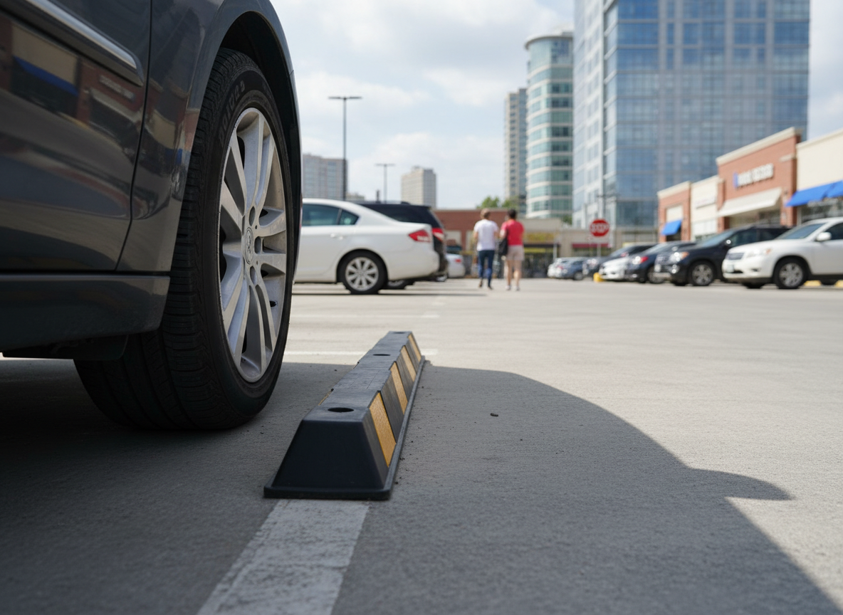 Premium Reflective Kerb Stopper with Yellow Chevrons for Enhanced Visibility, M12 x 200mm Fixings