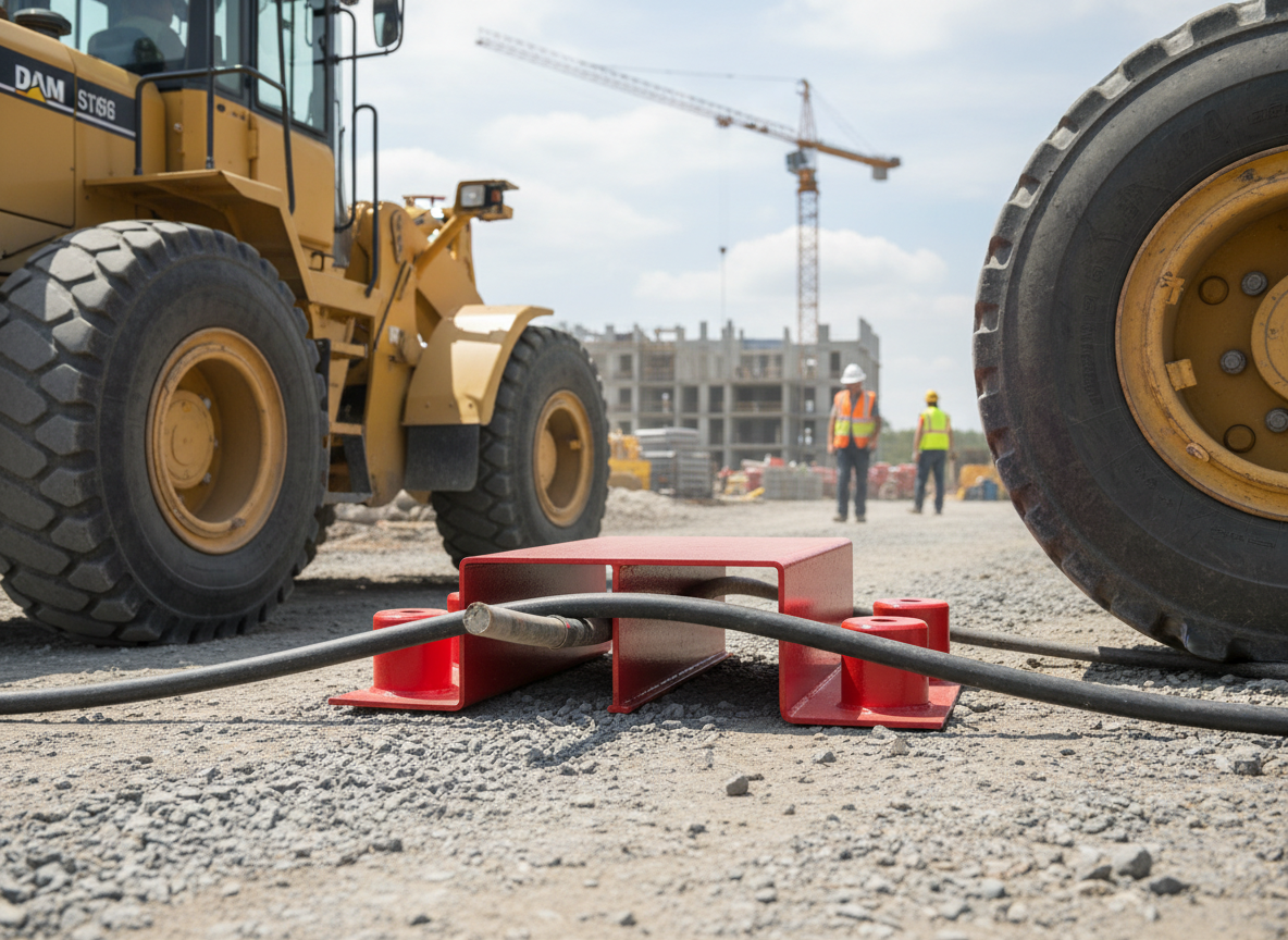 Premium Heavy Duty Steel Bridge Modular Hose/Cable Ramp for Large Diameter Hoses up to 177mm with Galvanized Finish and Red Powder Coating