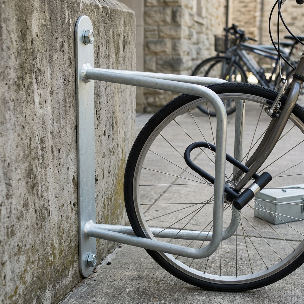 Wall mounted cycle holder, steel, 50mm tyre capacity (view 2)