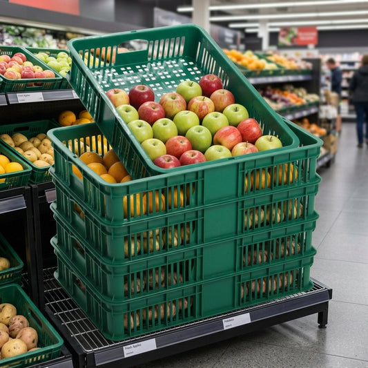 600 x 410mm plastic fruit & veg basket, 150mm deep