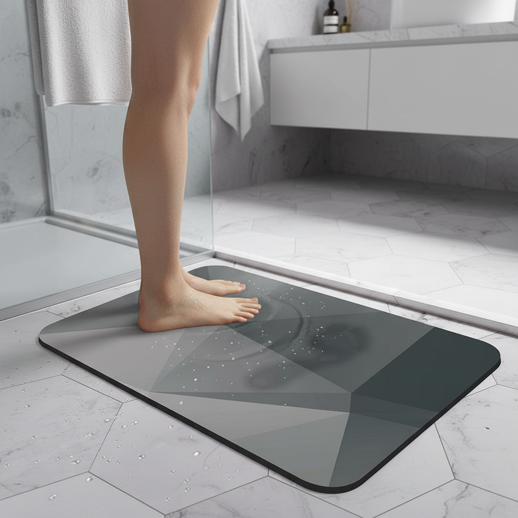 Premium Diatomaceous Earth Bath Mat Rug with Rubber Backing - Water Absorbent, Quick Dry, Non-Slip Design, Suitable for Bathroom, Kitchen, and Indoor Use (40 x 60 cm)