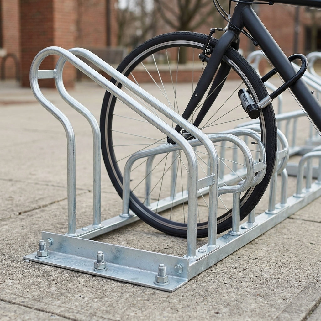 Dual-side bicycle rack, galvanised steel, 6–12 cycle capacity (view 2)