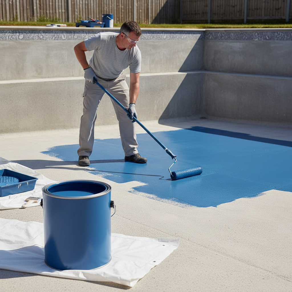 Premium Chlorinated Rubber Swimming Pool Paint - Durable, Chemical Resistant Coating for Fiberglass, Brick, and Concrete Pools