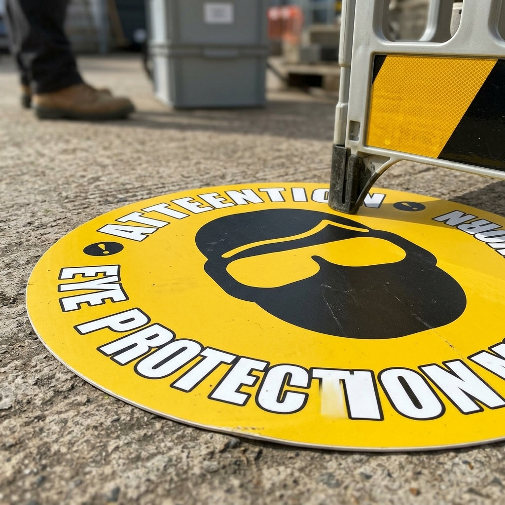 430mm floor sign – eye protection required (view 2)