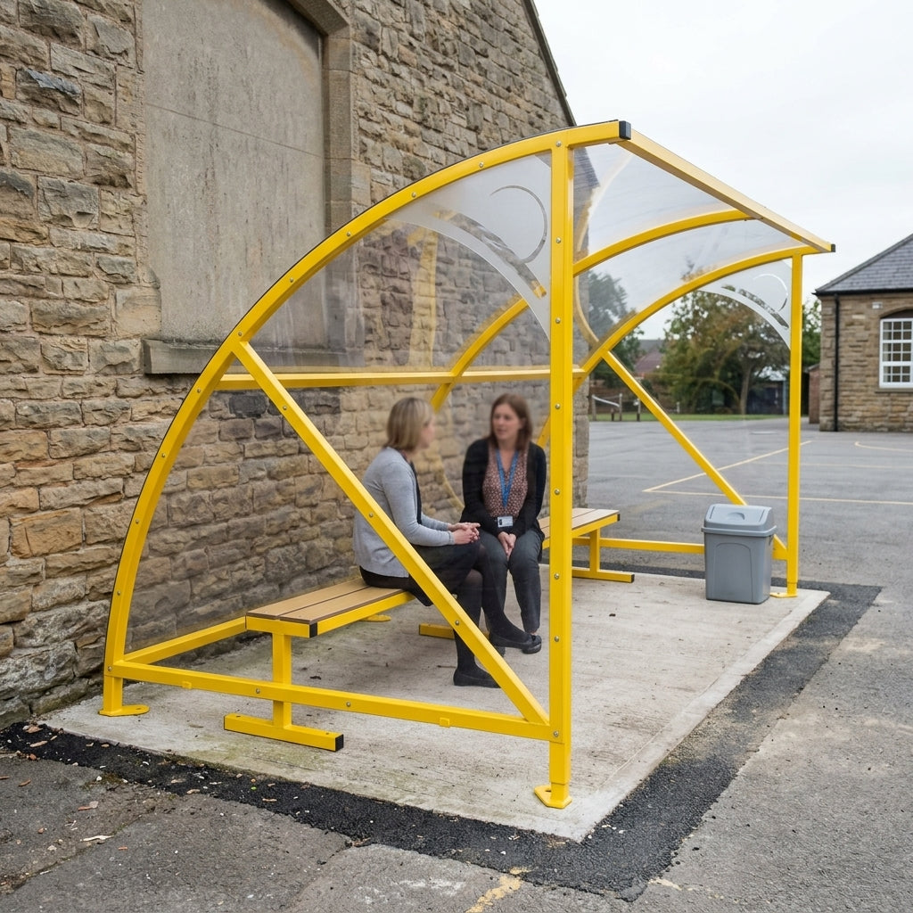 Open-fronted School Teen Shelter with optional seating