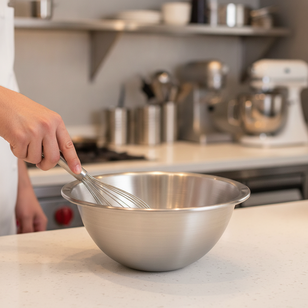 Stainless Steel Round Bottom Whipping Bowl 6.5L for Professional Kitchens