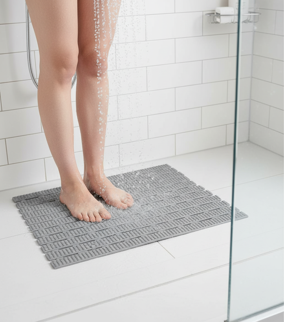 Premium Non-Slip Bath Mat with 140 Suction Cups, Quick-Drain TPE Material, and Customizable Fit for Safety and Comfort in Showers and Bathtubs