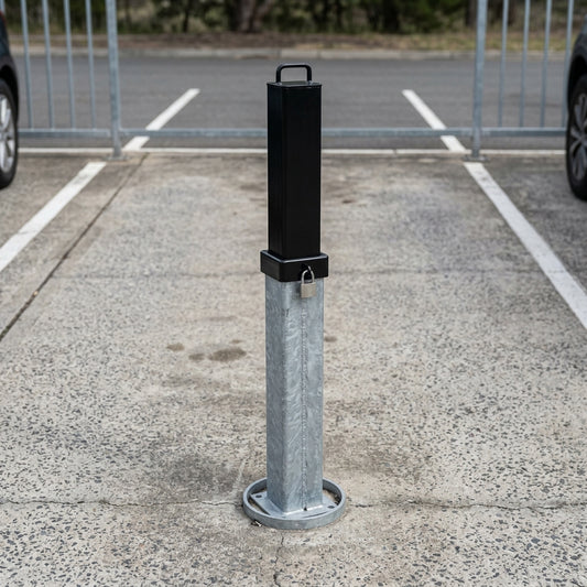 90 x 90mm square telescopic bollard, galvanised steel