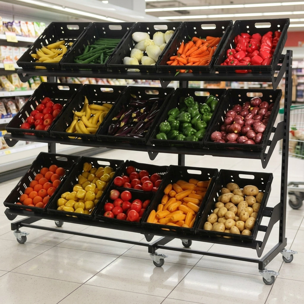 2000mm single-sided mobile fruit & vegetable display