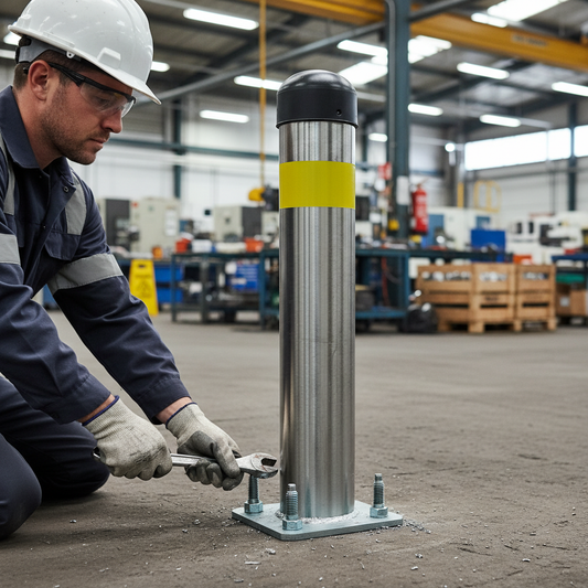 Premium Heavy Duty Galvanized Steel Bollard with Reflective Tape - 1370mm Height and 114mm Diameter