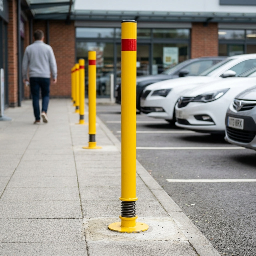 1000mm sprung boundary post bollard with reflective band