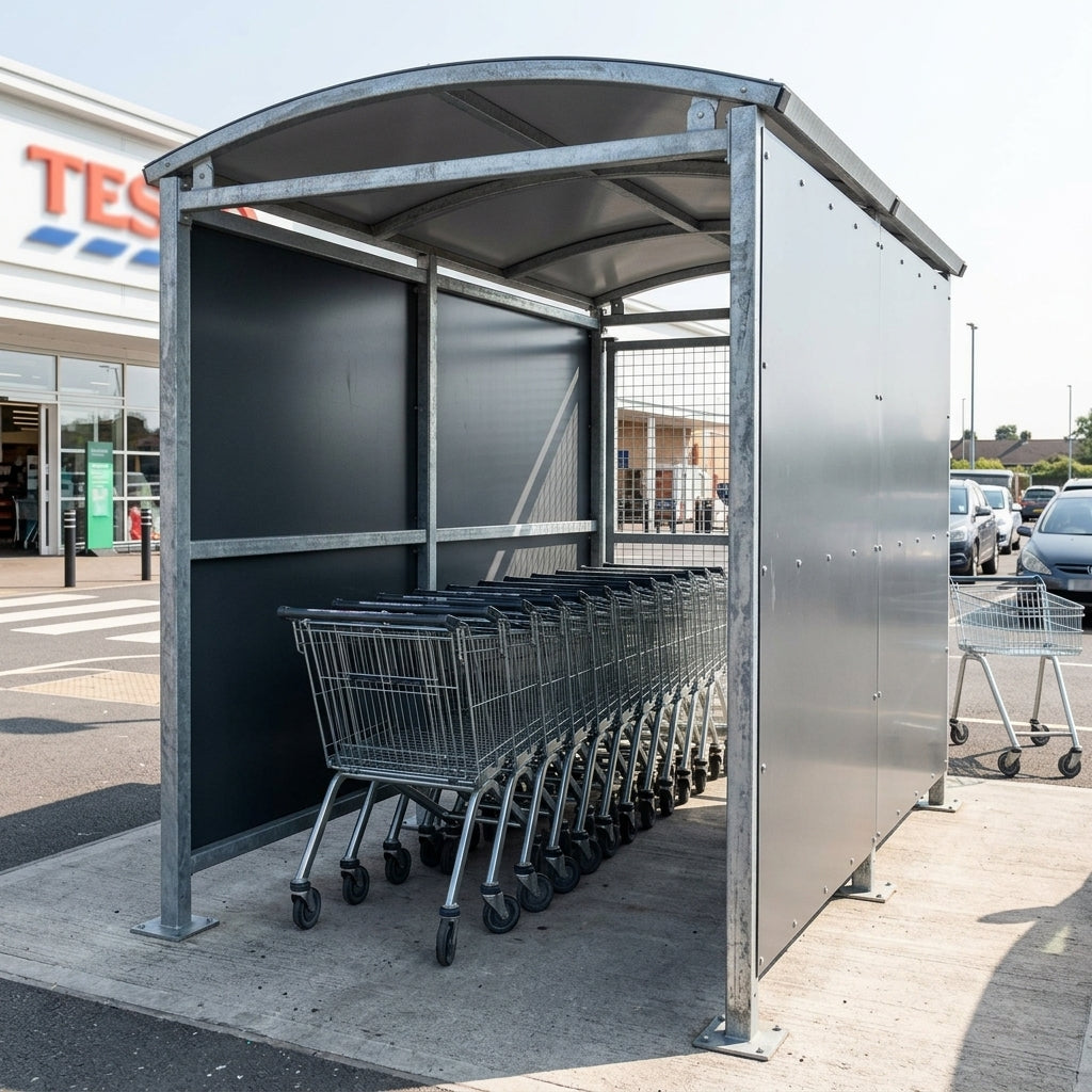 2m × 1–5m Galvanised Steel Bin Shelter with Mesh Doors