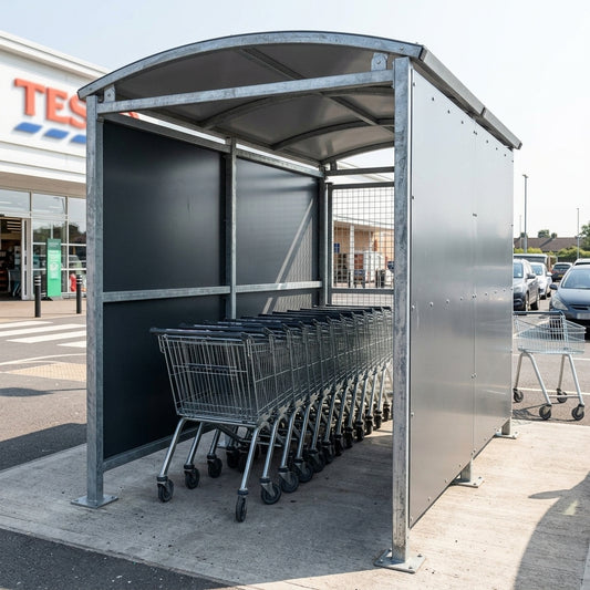 2m × 1–5m Galvanised Steel Bin Shelter with Mesh Doors