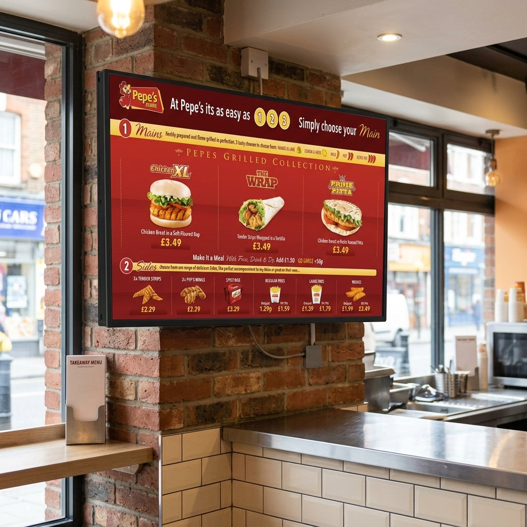 Network Cloud-Based Digital Menu Board System – Multiple Display Sizes