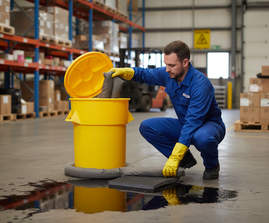Maintenance Spill Kit Twin Handles Cylindrical Bin - M90SK || 90ltr Absorbency