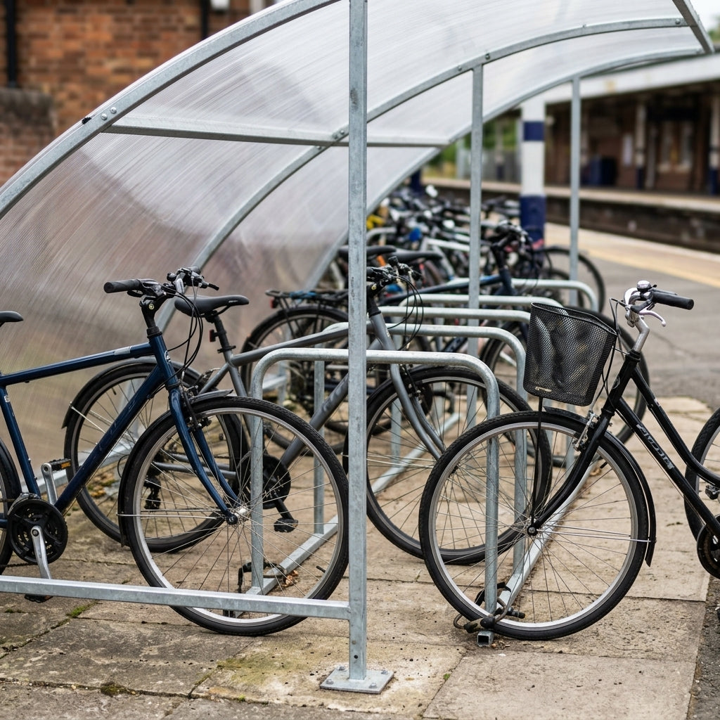 4m × 2m 10-Cycle Shelter with Galvanised Stand (view 2)