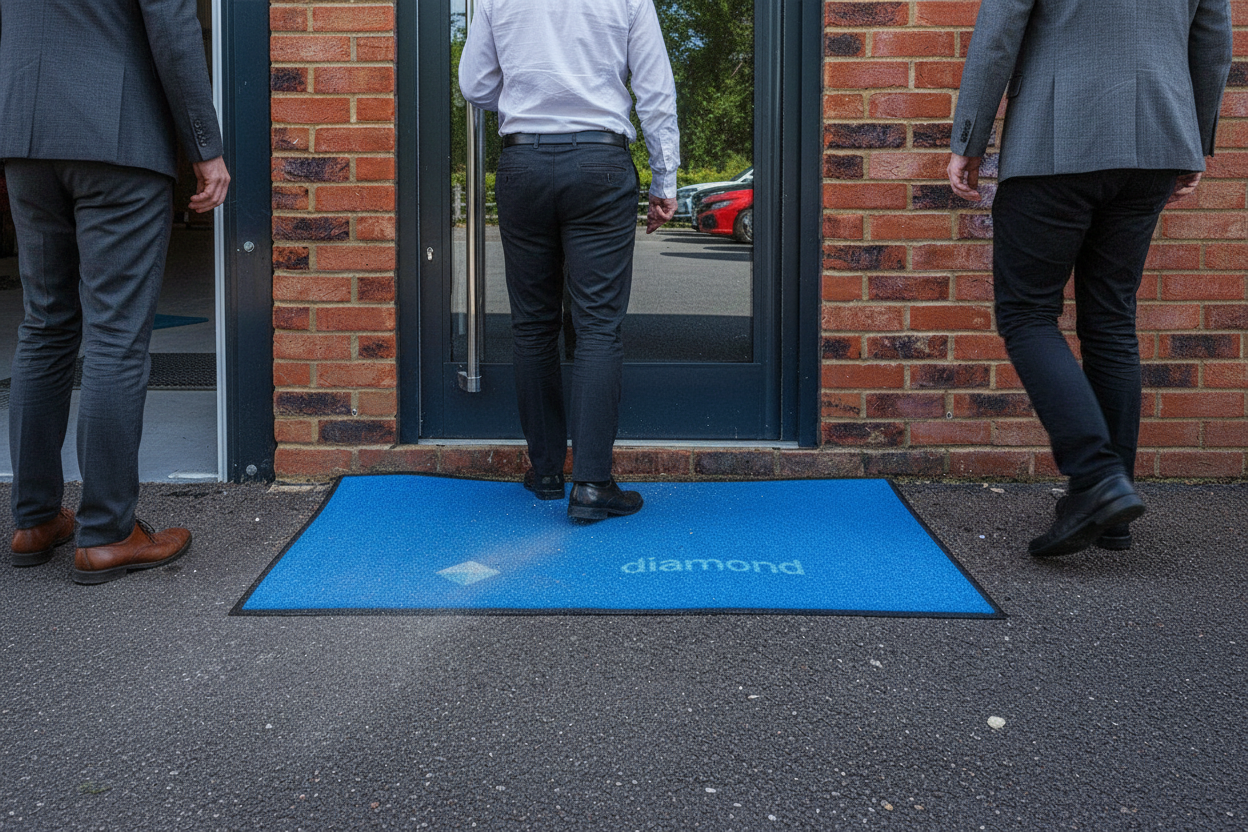 Premium Heavy Duty Scraper Mat with Customizable Logo, 100% Regenerated Nylon Surface and Nitrile Rubber Backing for Indoor and Outdoor Use
