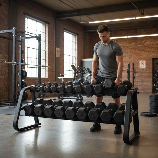 Premium Commercial Two Tier Dumbbell Rack for 500kg Storage - Heavy Duty Design with Sturdy Construction and Dimensions of 250cm x 65cm x 90cm