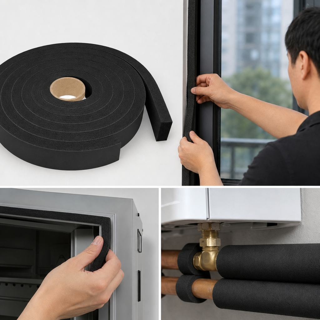 Expanded Neoprene Sponge Strip for Sealing and Insulation (10 Metre Length)