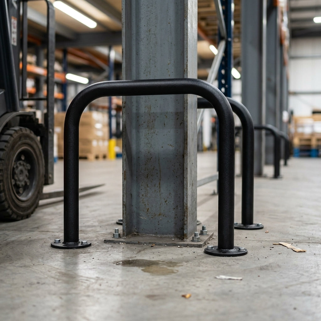800mm EV charger protection guard, 48mm steel tube, galvanised (view 2)