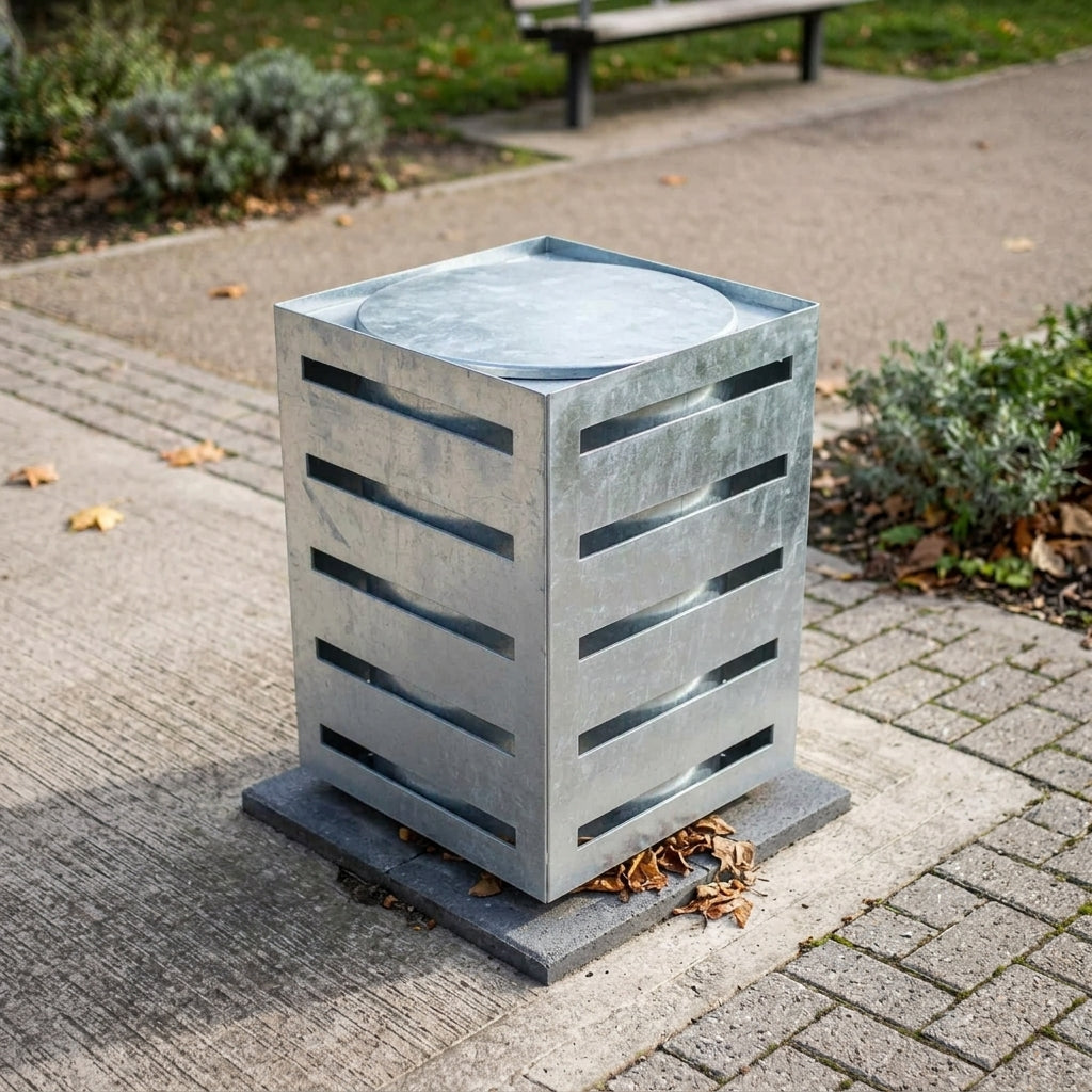 600mm Litter Bin, 45–90L, Galvanised or Stainless Steel