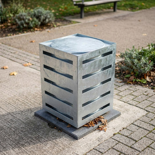 600mm Litter Bin, 45–90L, Galvanised or Stainless Steel