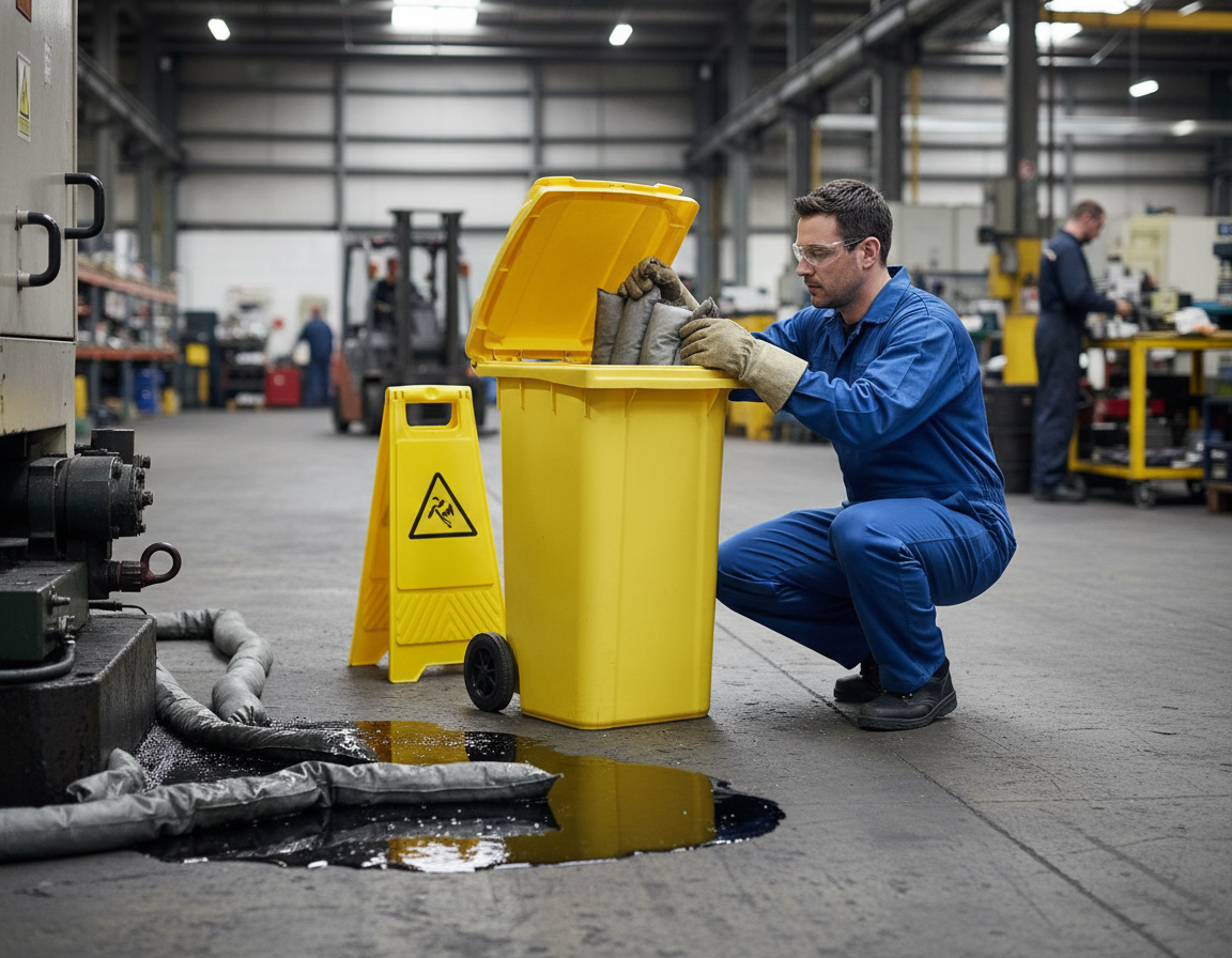 Maintenance Spill Kit Two Wheel Bin with Hinged Lid - M360SK  || 360ltr Absorbency