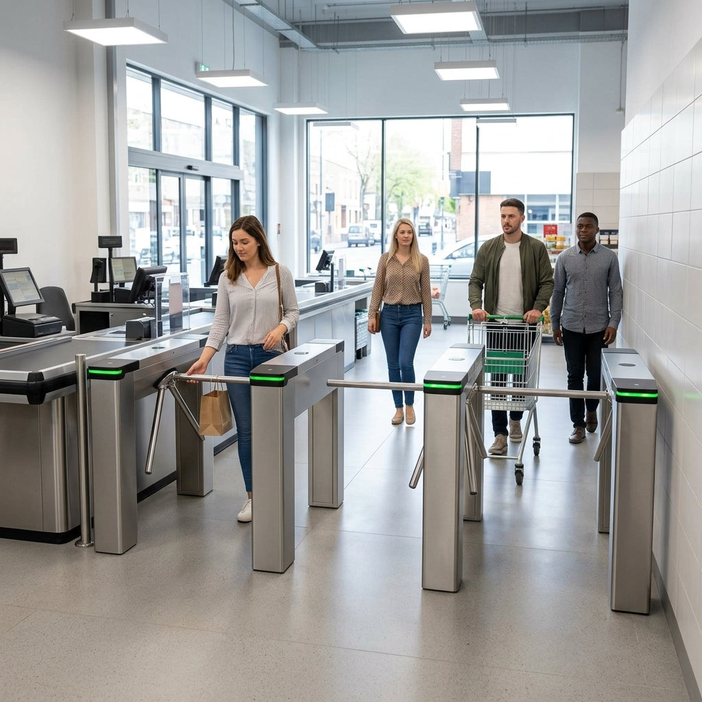 Half height turnstile with LED indicators and emergency release