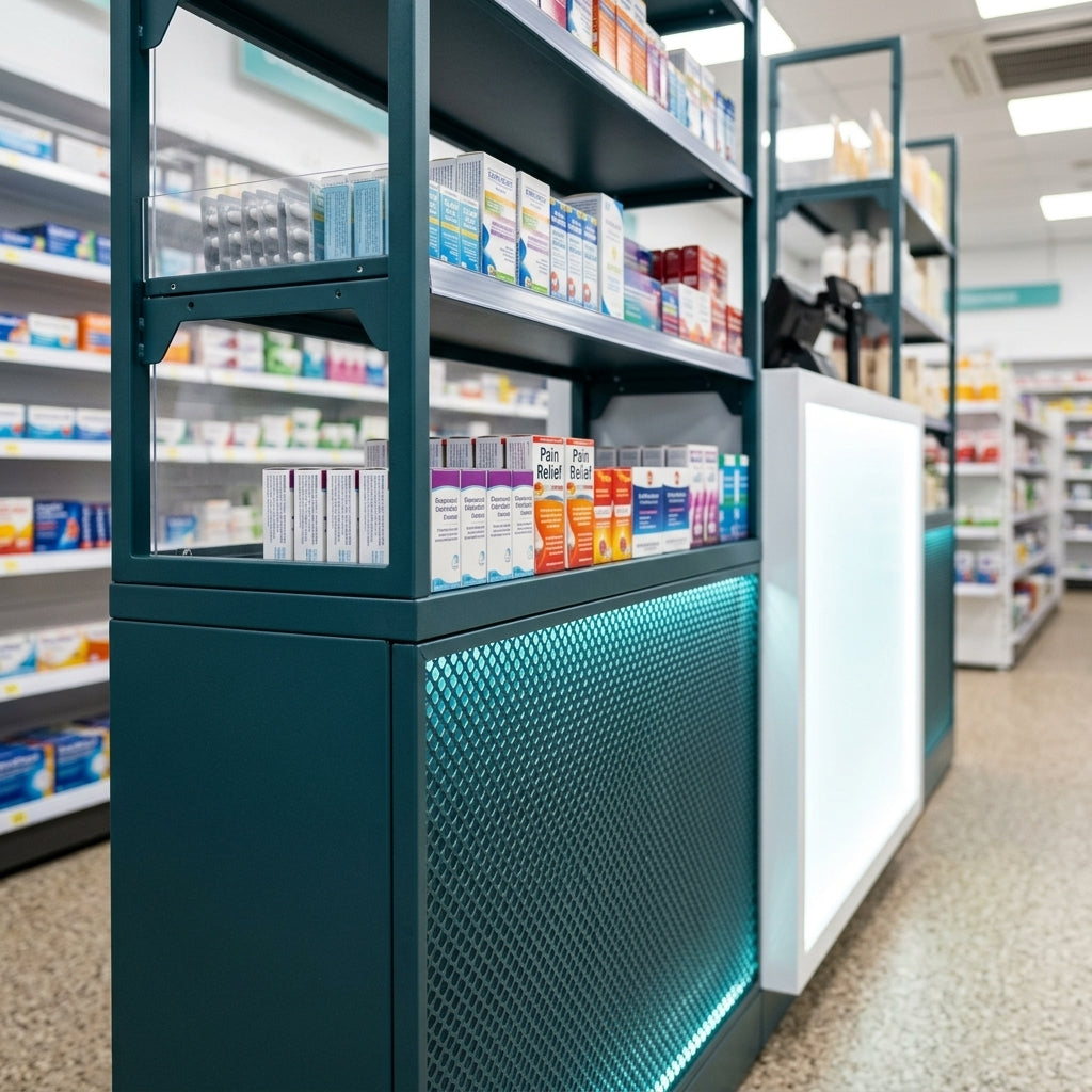 3000mm Pharmacy Checkout Zone Shelving Bay (view 2)