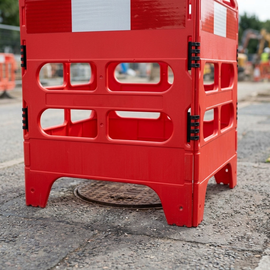 Manhole Pedestrian Safety Barrier | 3 or 4 Gate HDPE (view 2)