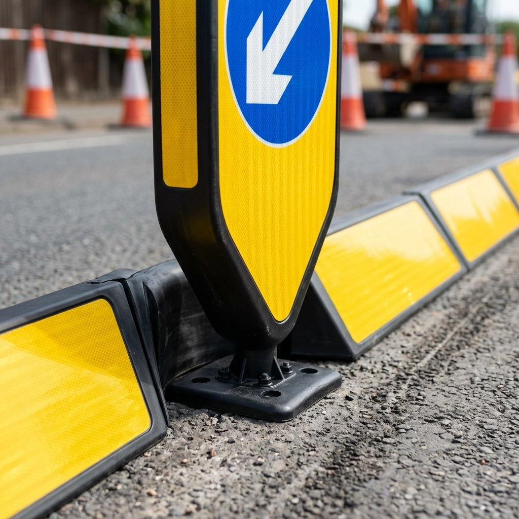 Flexible Keep Left Traffic Bollard with Reflective Base (view 2)