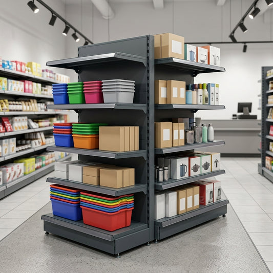 1.8m Double-Sided Gondola Bay | 370mm Base Shelf | Adjustable Uppers