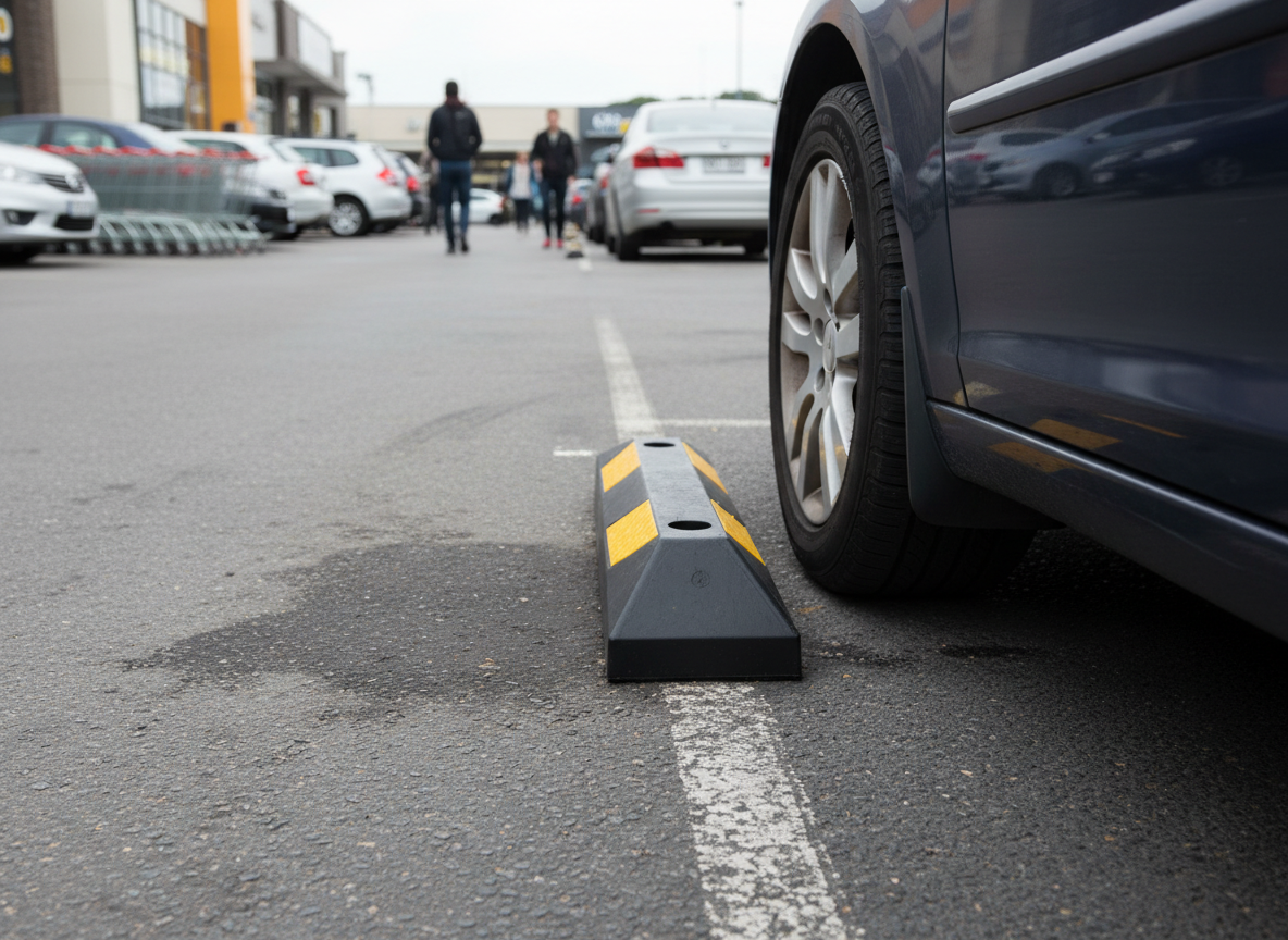 Premium High-Visibility Rubber Kerb Stopper 900mm x 150mm x 95mm for Vehicle Parking Protection