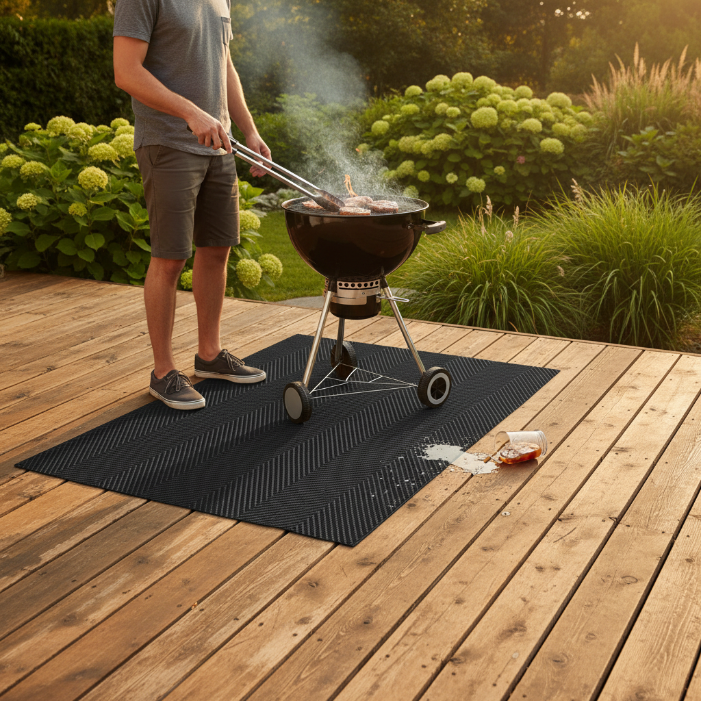 Premium Heavy Duty Flame Retardant Barbecue Protection Mat with Non-Slip Backing and Easy Storage Options