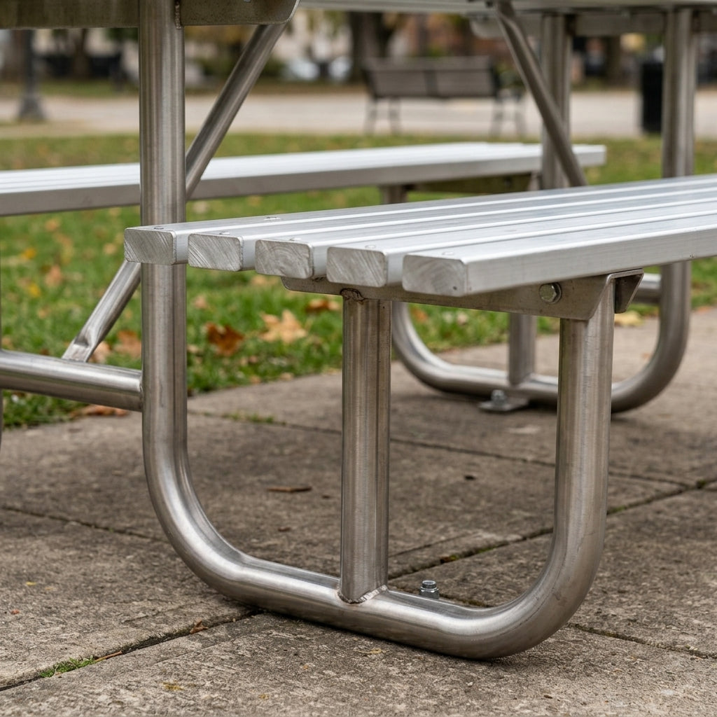 1800mm picnic table bench, stainless steel or galvanised (view 2)